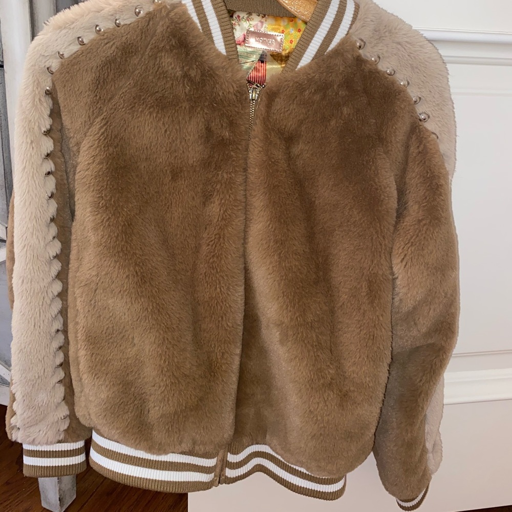 Mother The Letterman Faux-Fur Bomber Jacket